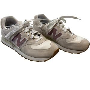 New Balance Womens 574 Sneakers Linen Rosewood Cream Pink Sz 9 Suede Leather